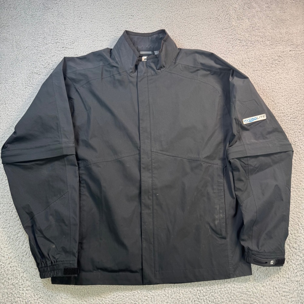 FootJoy DryJoys HydroLite Men Black Golf Rain Jacket Convertible Sleeve Size M